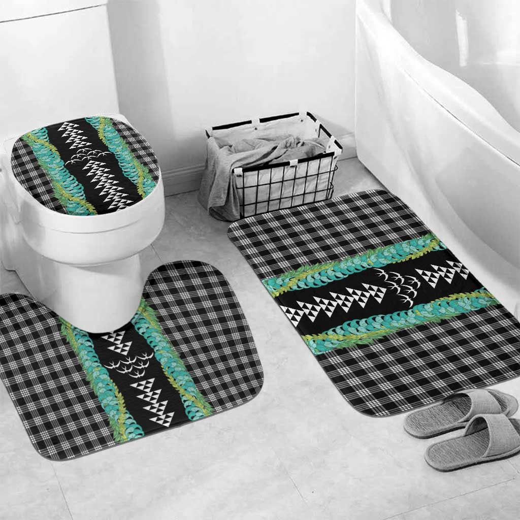 Black Palaka Hawaii Iwa Bird Bathroom Set Hawaiian Kakau Jade Vine Lei - Polynesian Pride
