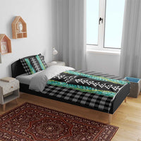 Black Palaka Hawaii Iwa Bird Bedding Set Hawaiian Kakau Jade Vine Lei - Polynesian Pride