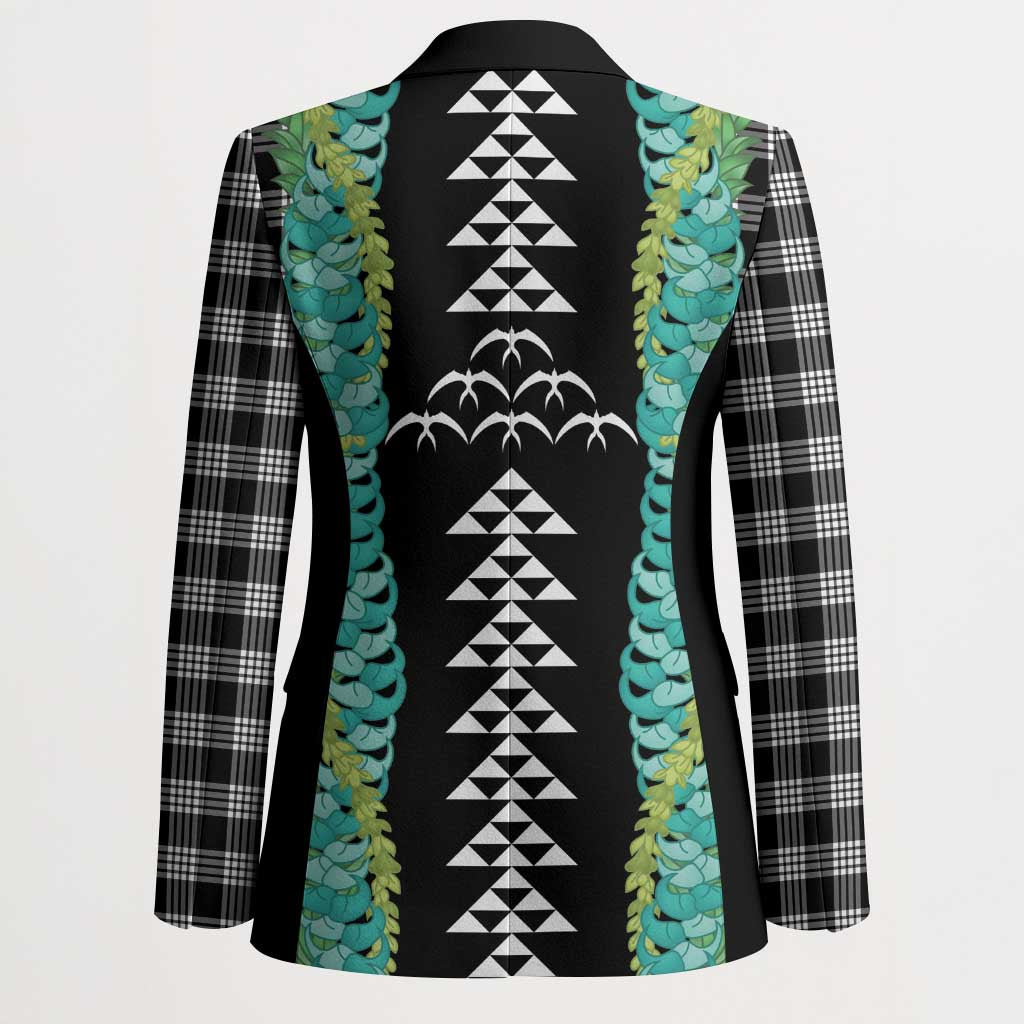 Black Palaka Hawaii Iwa Bird Blazer Hawaiian Kakau Jade Vine Lei LT14 - Polynesian Pride