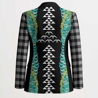 Black Palaka Hawaii Iwa Bird Blazer Hawaiian Kakau Jade Vine Lei LT14 - Polynesian Pride