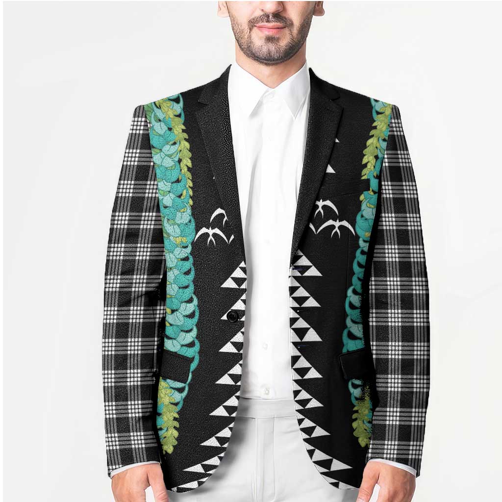 Black Palaka Hawaii Iwa Bird Blazer Hawaiian Kakau Jade Vine Lei LT14 - Polynesian Pride