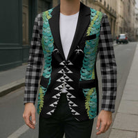 Black Palaka Hawaii Iwa Bird Blazer Hawaiian Kakau Jade Vine Lei LT14 - Polynesian Pride