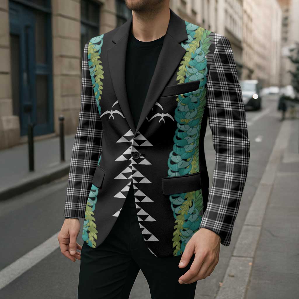 Black Palaka Hawaii Iwa Bird Blazer Hawaiian Kakau Jade Vine Lei LT14 - Polynesian Pride