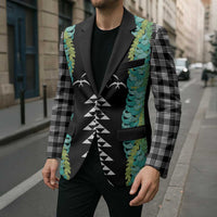 Black Palaka Hawaii Iwa Bird Blazer Hawaiian Kakau Jade Vine Lei LT14 - Polynesian Pride
