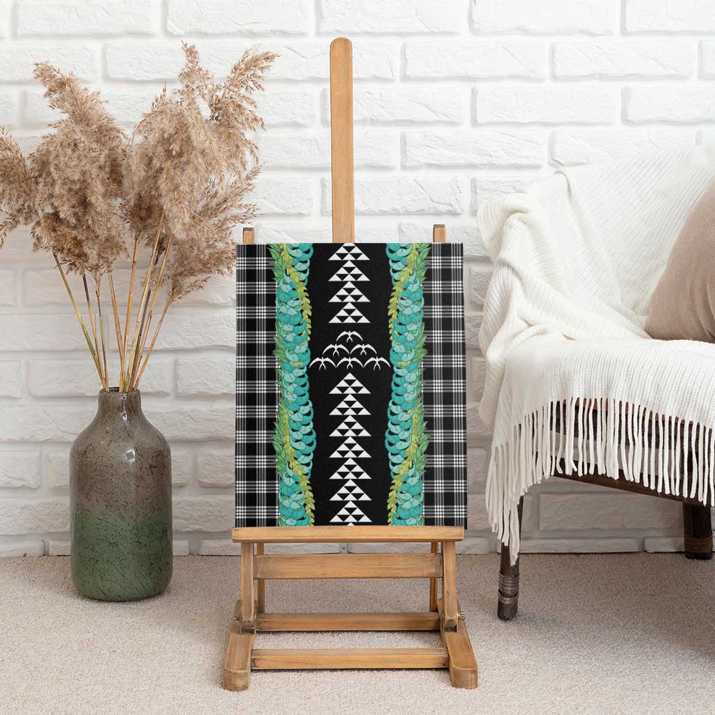 Black Palaka Hawaii Iwa Bird Canvas Wall Art Hawaiian Kakau Jade Vine Lei - Polynesian Pride