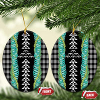 Black Palaka Hawaii Iwa Bird Ceramic Ornament Hawaiian Kakau Jade Vine Lei LT14 Oval Black - Polynesian Pride