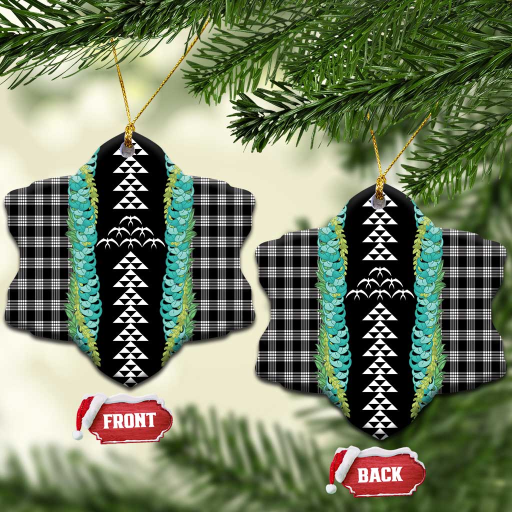 Black Palaka Hawaii Iwa Bird Ceramic Ornament Hawaiian Kakau Jade Vine Lei LT14 Snow Flake Black - Polynesian Pride
