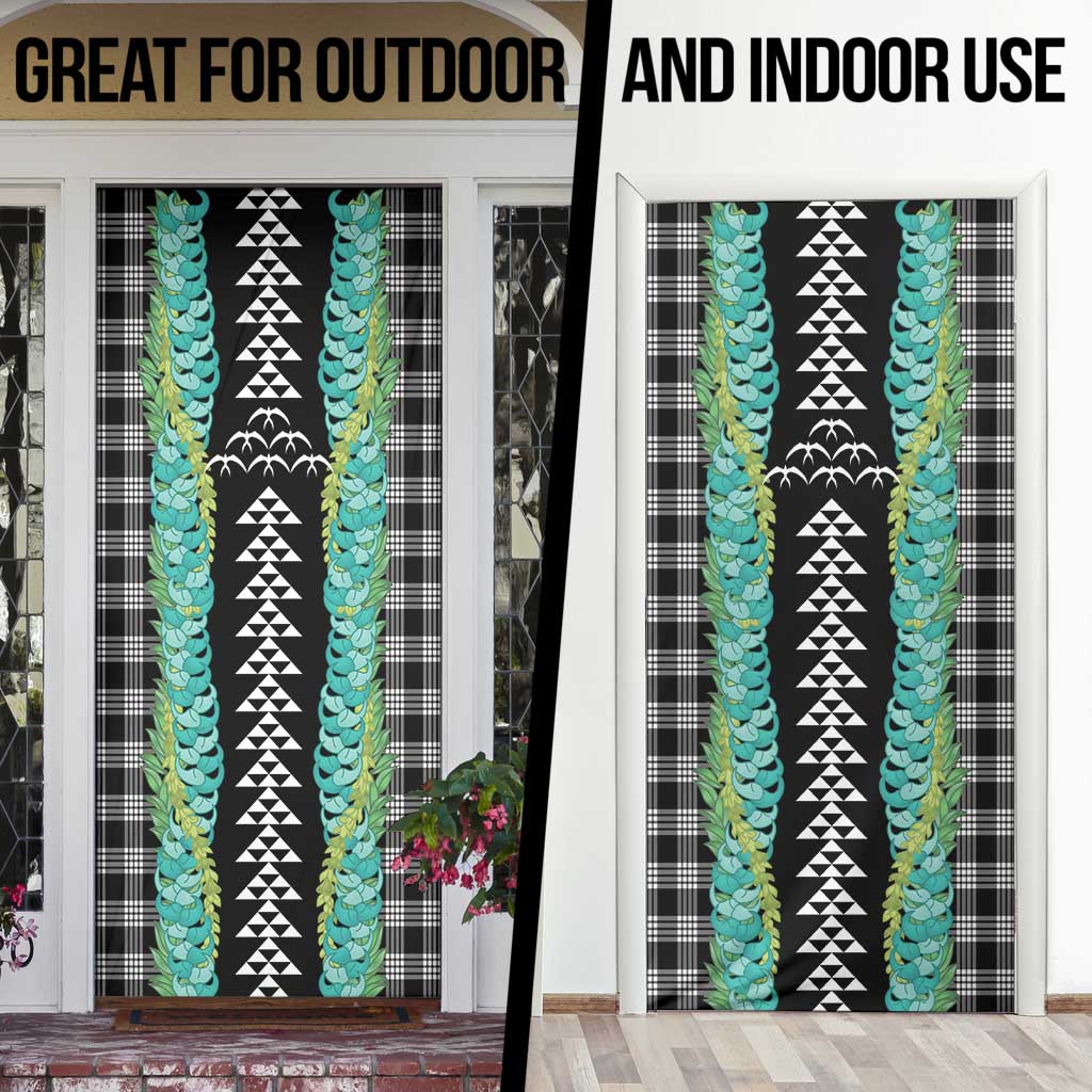 Black Palaka Hawaii Iwa Bird Door Cover Hawaiian Kakau Jade Vine Lei - Polynesian Pride