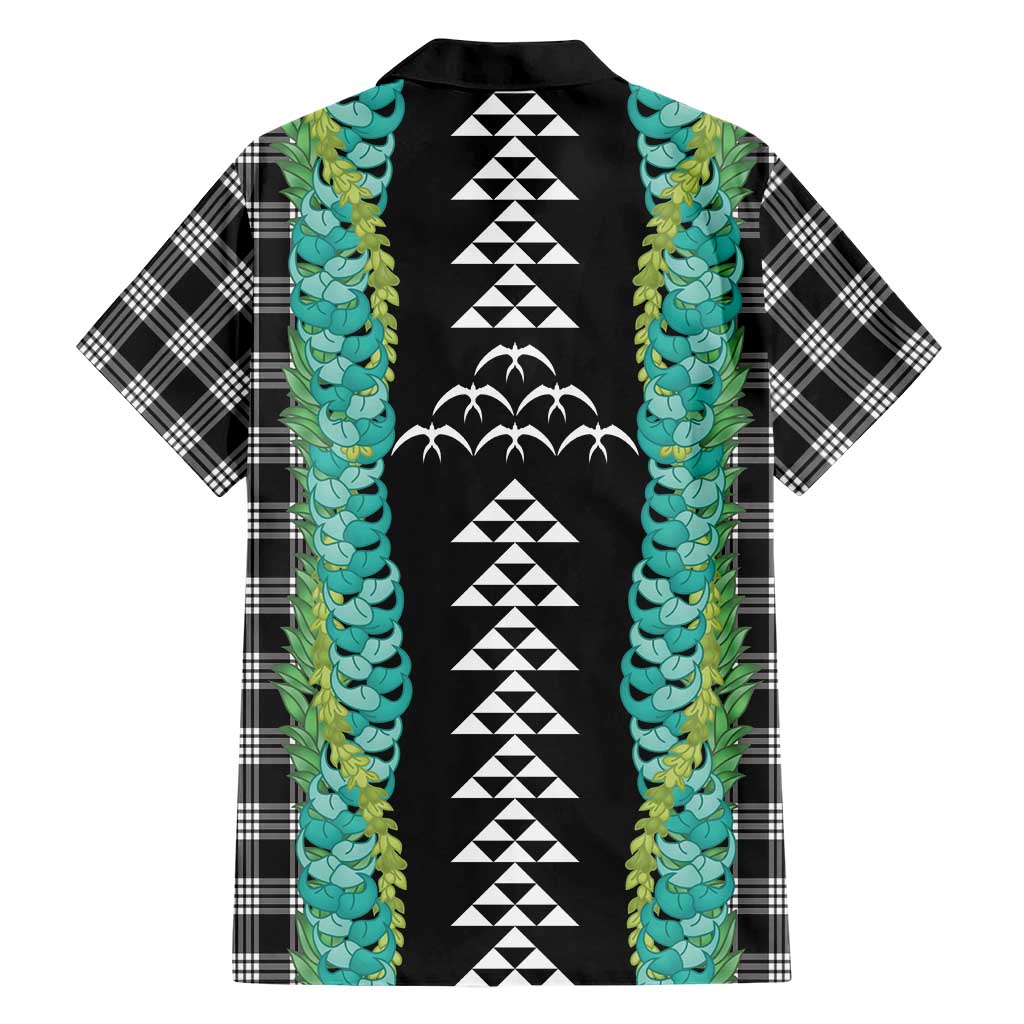 Black Palaka Hawaii Iwa Bird Family Matching Mermaid Dress and Hawaiian Shirt Hawaiian Kakau Jade Vine Lei LT14 - Polynesian Pride