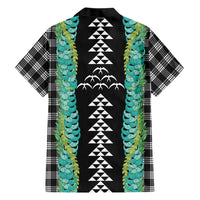 Black Palaka Hawaii Iwa Bird Family Matching Off The Shoulder Long Sleeve Dress and Hawaiian Shirt Hawaiian Kakau Jade Vine Lei LT14 - Polynesian Pride