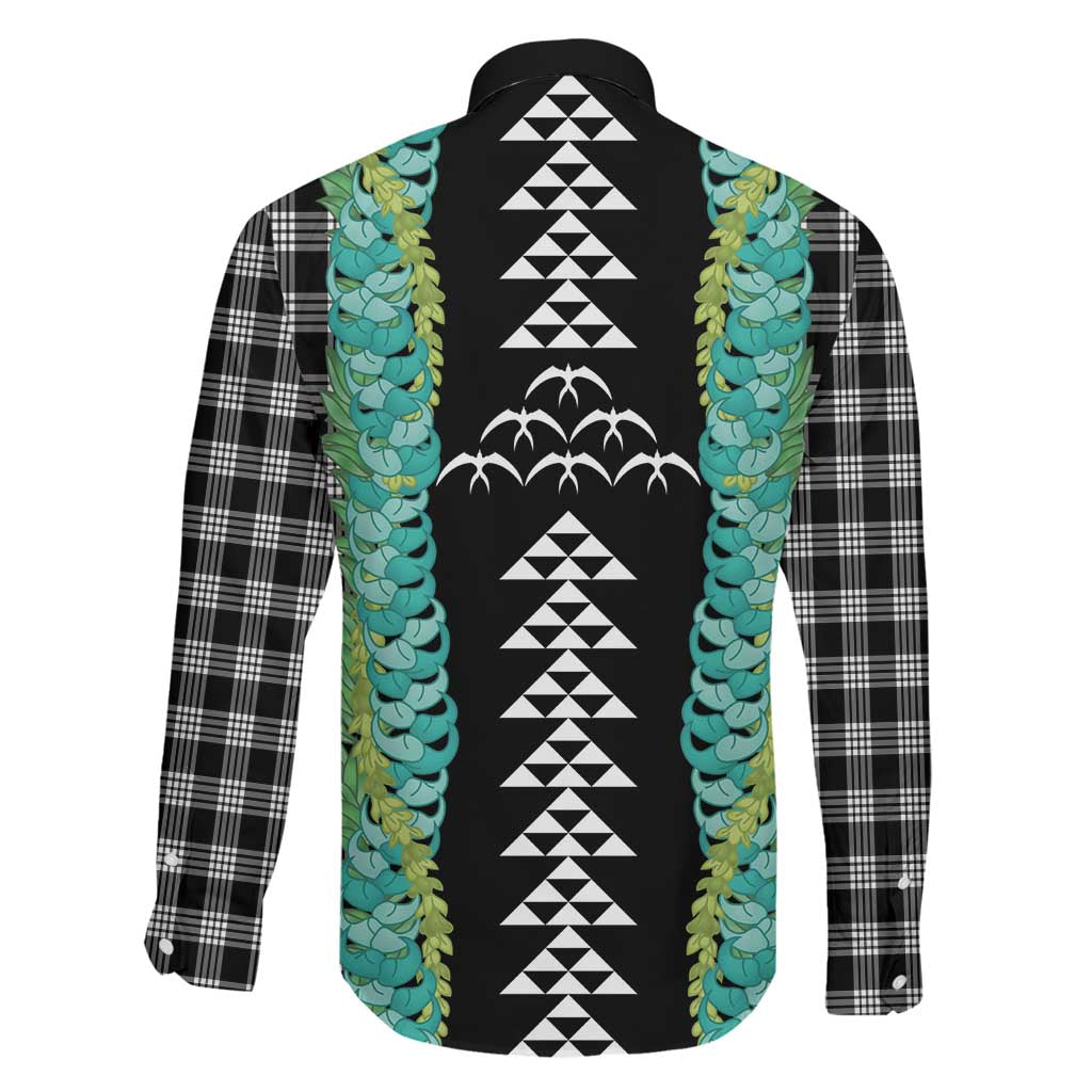 Black Palaka Hawaii Iwa Bird Family Matching Off Shoulder Maxi Dress and Hawaiian Shirt Hawaiian Kakau Jade Vine Lei LT14 - Polynesian Pride