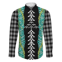 Black Palaka Hawaii Iwa Bird Family Matching Off Shoulder Short Dress and Hawaiian Shirt Hawaiian Kakau Jade Vine Lei LT14 Dad's Shirt - Long Sleeve Black - Polynesian Pride