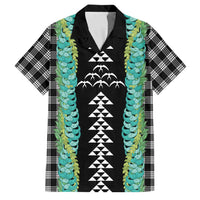 Black Palaka Hawaii Iwa Bird Family Matching Summer Maxi Dress and Hawaiian Shirt Hawaiian Kakau Jade Vine Lei LT14 Dad's Shirt - Short Sleeve Black - Polynesian Pride