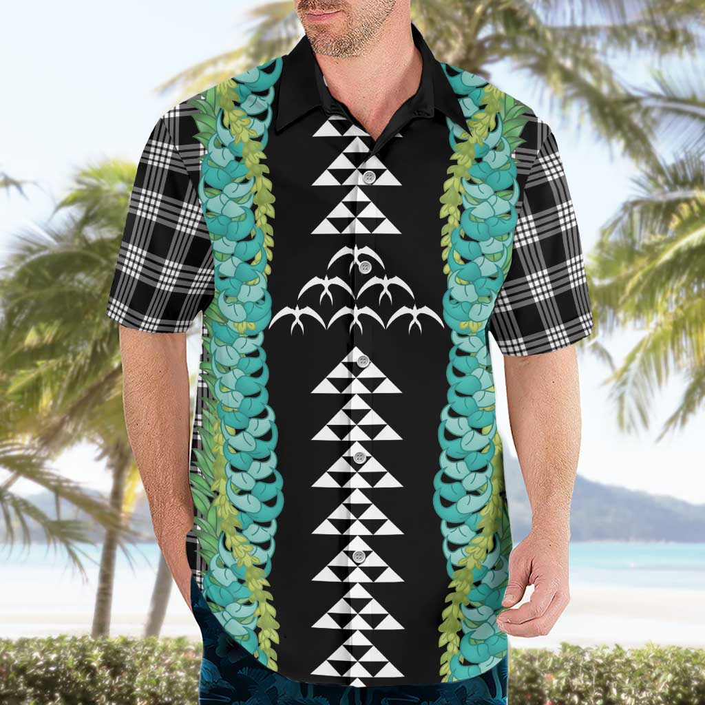 Black Palaka Hawaii Iwa Bird Hawaiian Shirt Hawaiian Kakau Jade Vine Lei - Polynesian Pride