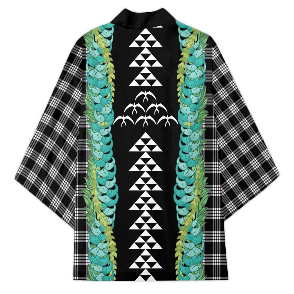 Black Palaka Hawaii Iwa Bird Kimono Hawaiian Kakau Jade Vine Lei LT14 - Polynesian Pride