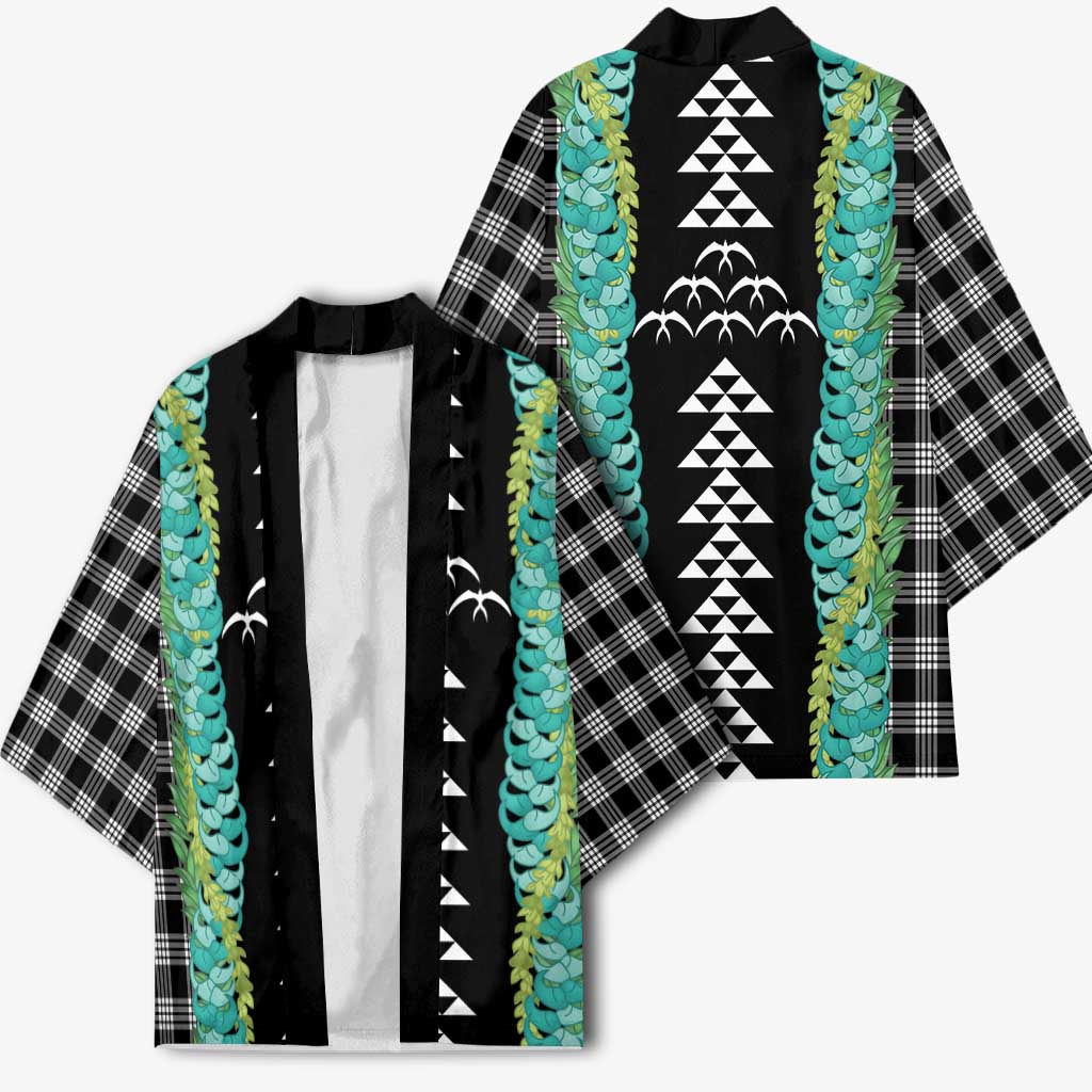 Black Palaka Hawaii Iwa Bird Kimono Hawaiian Kakau Jade Vine Lei LT14 - Polynesian Pride