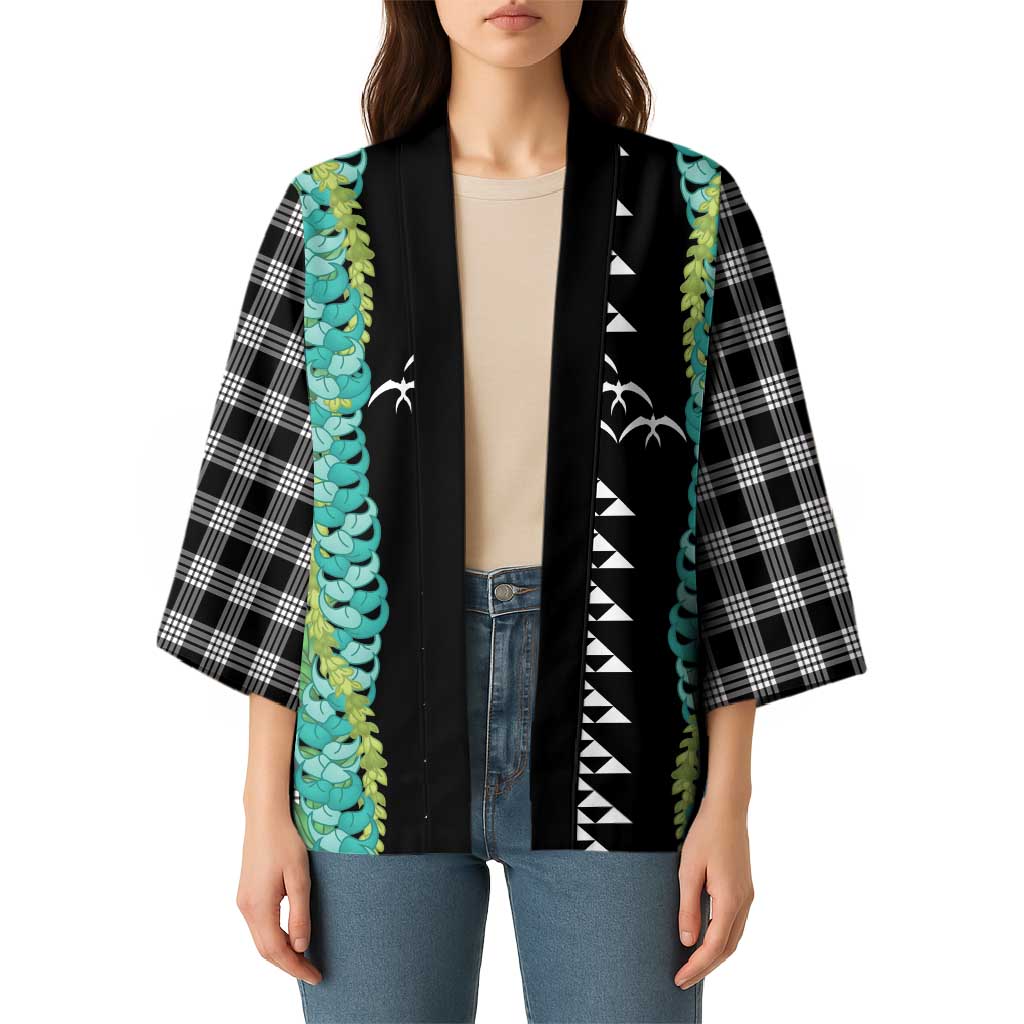 Black Palaka Hawaii Iwa Bird Kimono Hawaiian Kakau Jade Vine Lei LT14 - Polynesian Pride