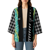 Black Palaka Hawaii Iwa Bird Kimono Hawaiian Kakau Jade Vine Lei LT14 - Polynesian Pride