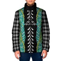 Black Palaka Hawaii Iwa Bird Padded Jacket Hawaiian Kakau Jade Vine Lei LT14 Men Black - Polynesian Pride