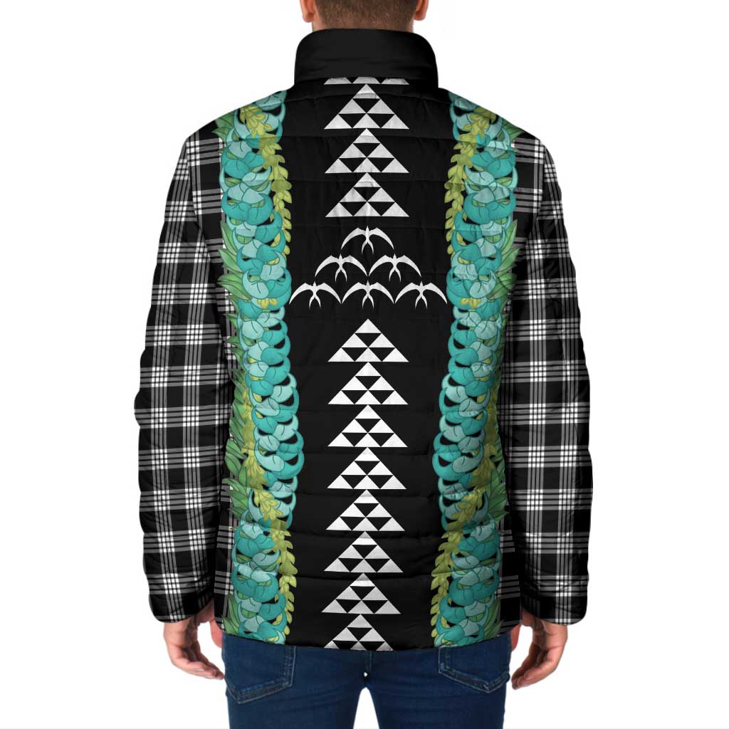Black Palaka Hawaii Iwa Bird Padded Jacket Hawaiian Kakau Jade Vine Lei LT14 - Polynesian Pride
