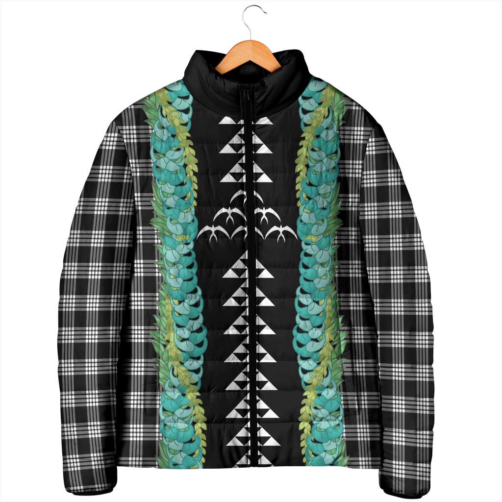 Black Palaka Hawaii Iwa Bird Padded Jacket Hawaiian Kakau Jade Vine Lei LT14 - Polynesian Pride