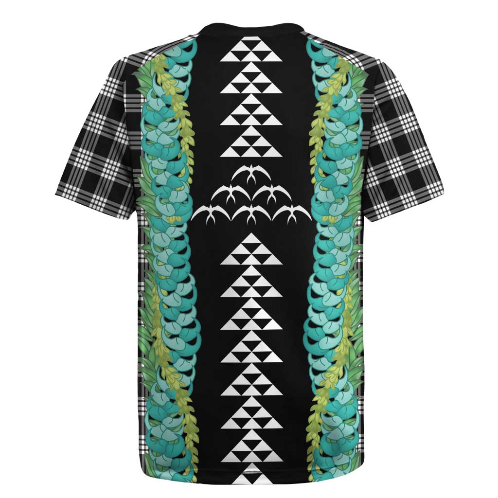 Black Palaka Hawaii Iwa Bird Rugby Jersey Hawaiian Kakau Jade Vine Lei - Polynesian Pride