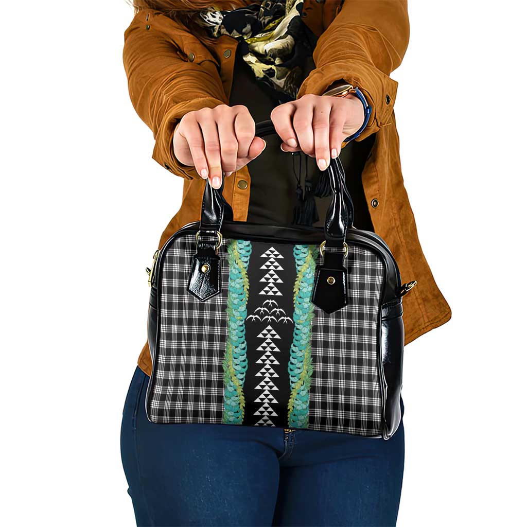 Black Palaka Hawaii Iwa Bird Shoulder Handbag Hawaiian Kakau Jade Vine Lei - Polynesian Pride