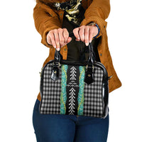 Black Palaka Hawaii Iwa Bird Shoulder Handbag Hawaiian Kakau Jade Vine Lei - Polynesian Pride