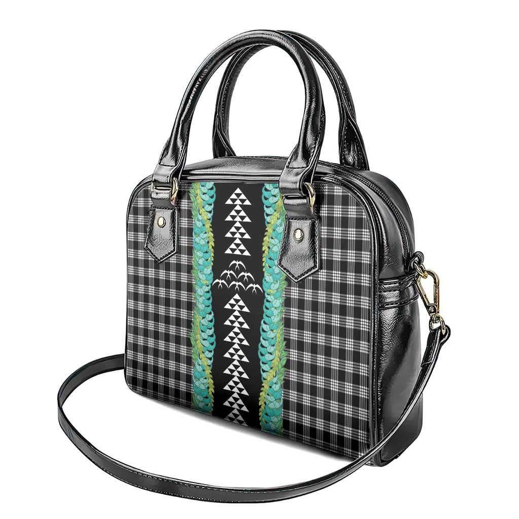 Black Palaka Hawaii Iwa Bird Shoulder Handbag Hawaiian Kakau Jade Vine Lei - Polynesian Pride