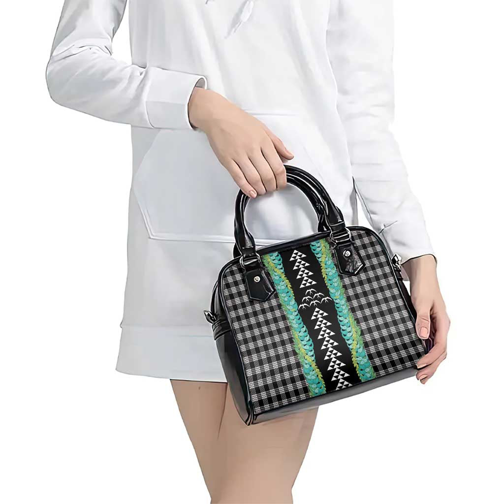 Black Palaka Hawaii Iwa Bird Shoulder Handbag Hawaiian Kakau Jade Vine Lei - Polynesian Pride