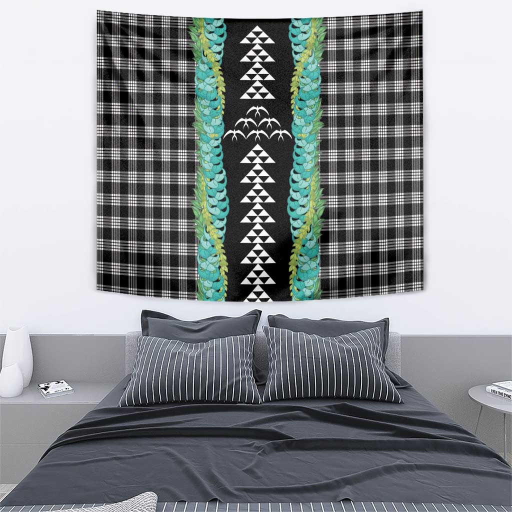Black Palaka Hawaii Iwa Bird Tapestry Hawaiian Kakau Jade Vine Lei LT14 - Polynesian Pride