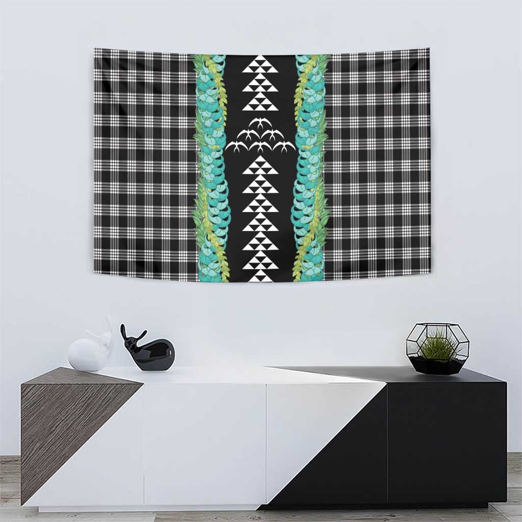 Black Palaka Hawaii Iwa Bird Tapestry Hawaiian Kakau Jade Vine Lei LT14 - Polynesian Pride