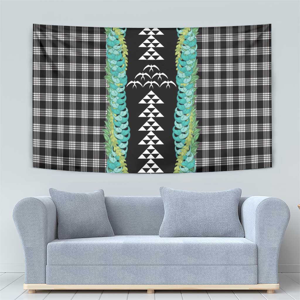 Black Palaka Hawaii Iwa Bird Tapestry Hawaiian Kakau Jade Vine Lei LT14 - Polynesian Pride