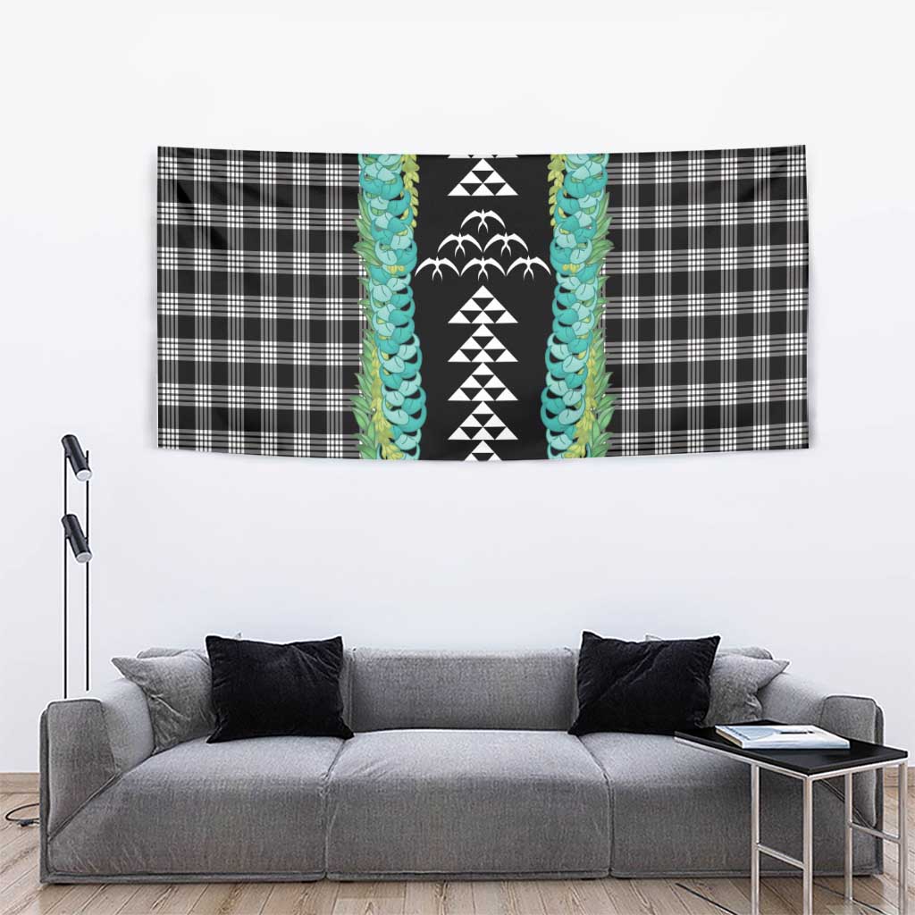 Black Palaka Hawaii Iwa Bird Tapestry Hawaiian Kakau Jade Vine Lei LT14 - Polynesian Pride