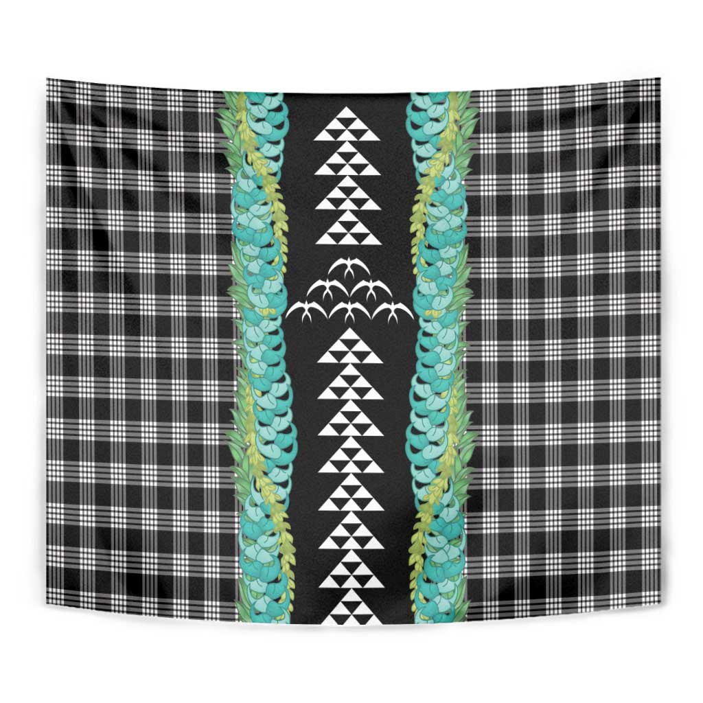 Black Palaka Hawaii Iwa Bird Tapestry Hawaiian Kakau Jade Vine Lei LT14 - Polynesian Pride