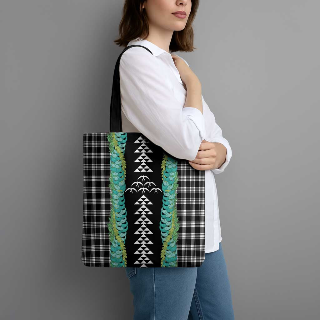 Black Palaka Hawaii Iwa Bird Tote Bag Hawaiian Kakau Jade Vine Lei LT14 - Polynesian Pride