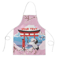 Japanese Torii Gate Cranes Personalised Apron Fuji Mount Sakura Seigaiha Pattern LT14 Pink - Polynesian Pride