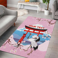Japanese Torii Gate Cranes Personalised Area Rug Fuji Mount Sakura Seigaiha Pattern LT14 - Polynesian Pride