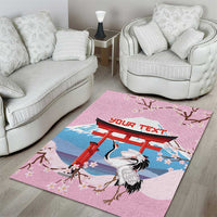 Japanese Torii Gate Cranes Personalised Area Rug Fuji Mount Sakura Seigaiha Pattern LT14 - Polynesian Pride