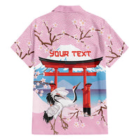 Japanese Torii Gate Cranes Personalised Family Matching Off The Shoulder Long Sleeve Dress and Hawaiian Shirt Fuji Mount Sakura Seigaiha Pattern LT14 - Polynesian Pride