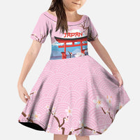 Japanese Torii Gate Cranes Personalised Family Matching Off Shoulder Maxi Dress and Hawaiian Shirt Fuji Mount Sakura Seigaiha Pattern