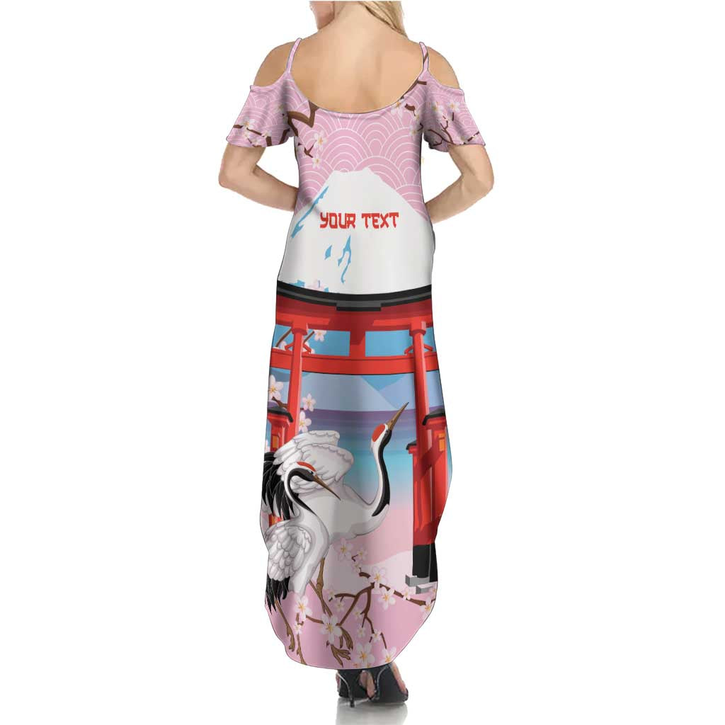 Japanese Torii Gate Cranes Personalised Family Matching Summer Maxi Dress and Hawaiian Shirt Fuji Mount Sakura Seigaiha Pattern