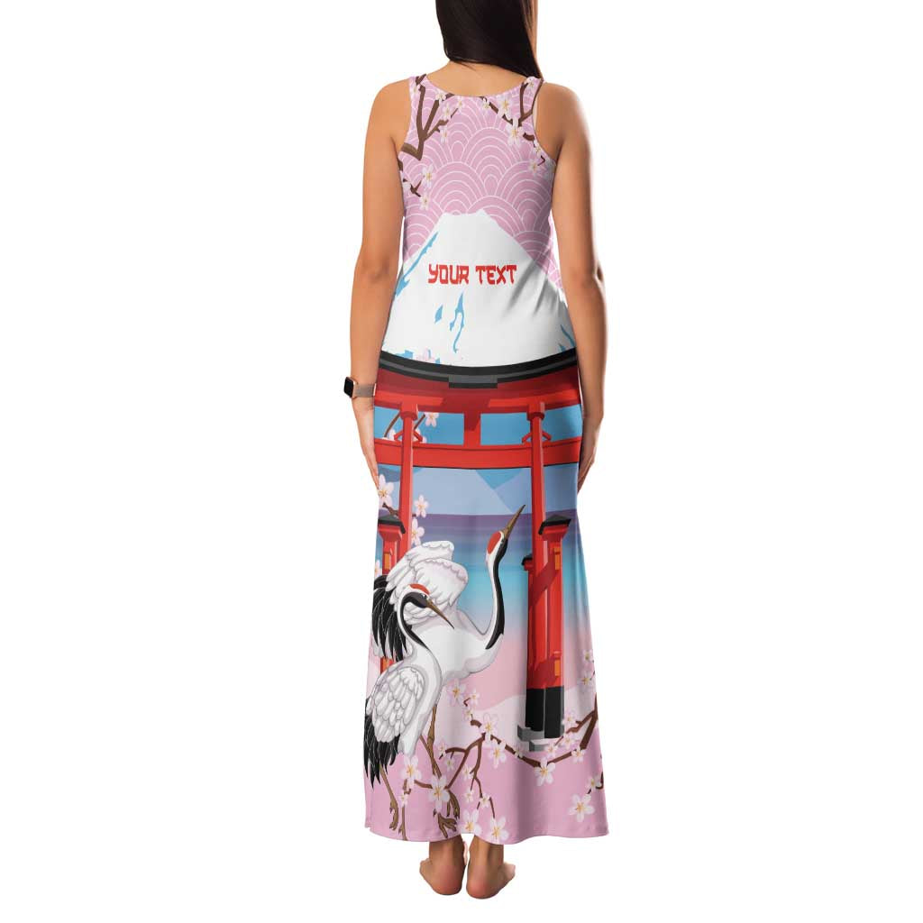 Japanese Torii Gate Cranes Personalised Family Matching Tank Maxi Dress and Hawaiian Shirt Fuji Mount Sakura Seigaiha Pattern