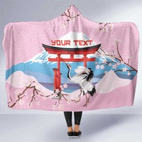 Japanese Torii Gate Cranes Personalised Hooded Blanket Fuji Mount Sakura Seigaiha Pattern LT14 One Size Pink - Polynesian Pride