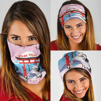 Japanese Torii Gate Cranes Personalised Neck Gaiter Fuji Mount Sakura Seigaiha Pattern LT14 - Polynesian Pride