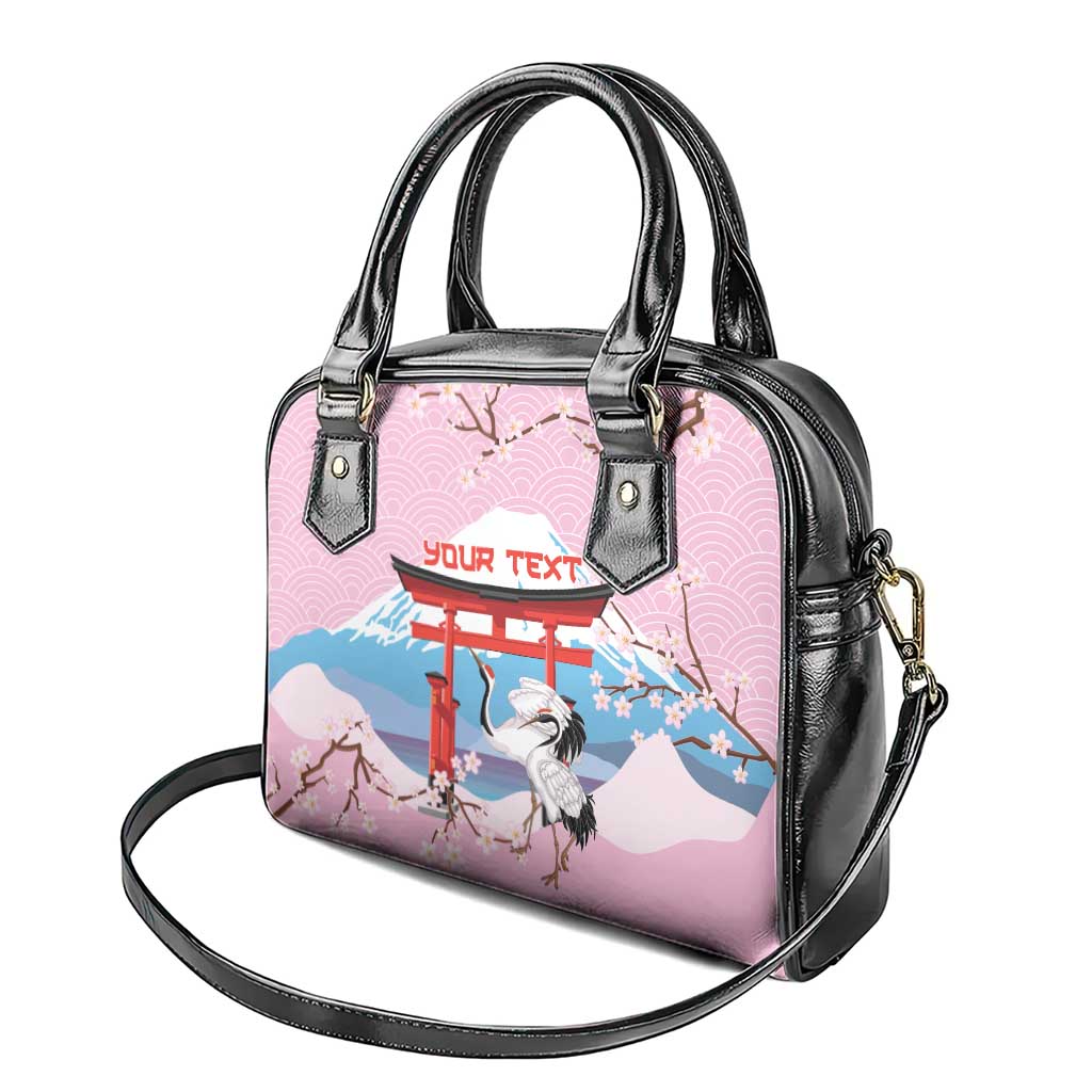 Japanese Torii Gate Cranes Personalised Shoulder Handbag Fuji Mount Sakura Seigaiha Pattern LT14 - Polynesian Pride