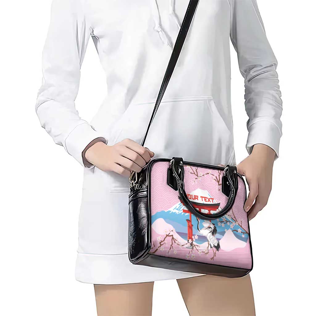 Japanese Torii Gate Cranes Personalised Shoulder Handbag Fuji Mount Sakura Seigaiha Pattern LT14 - Polynesian Pride