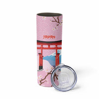 Japanese Torii Gate Cranes Personalised Skinny Tumbler Fuji Mount Sakura Seigaiha Pattern