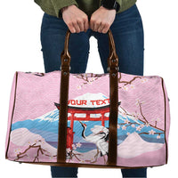 Japanese Torii Gate Cranes Personalised Travel Bag Fuji Mount Sakura Seigaiha Pattern LT14 Pink - Polynesian Pride
