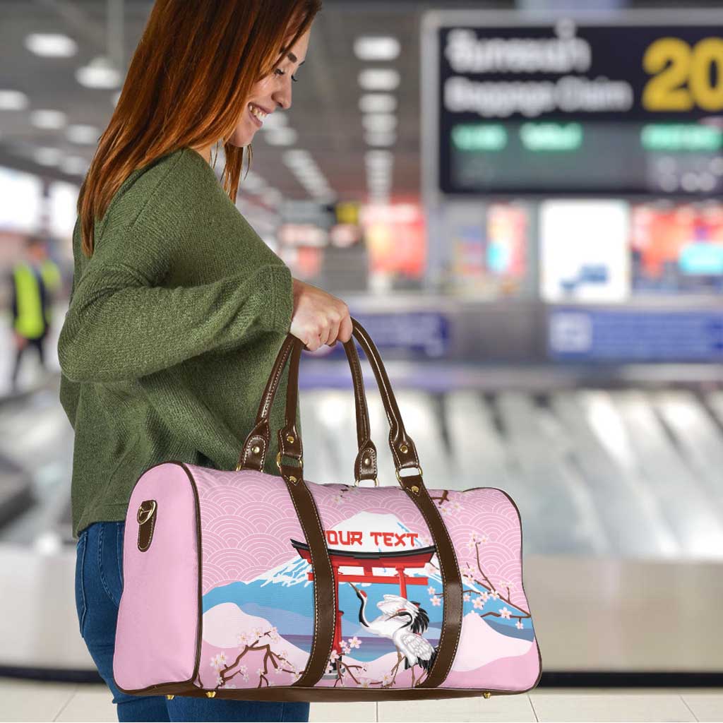 Japanese Torii Gate Cranes Personalised Travel Bag Fuji Mount Sakura Seigaiha Pattern LT14 - Polynesian Pride